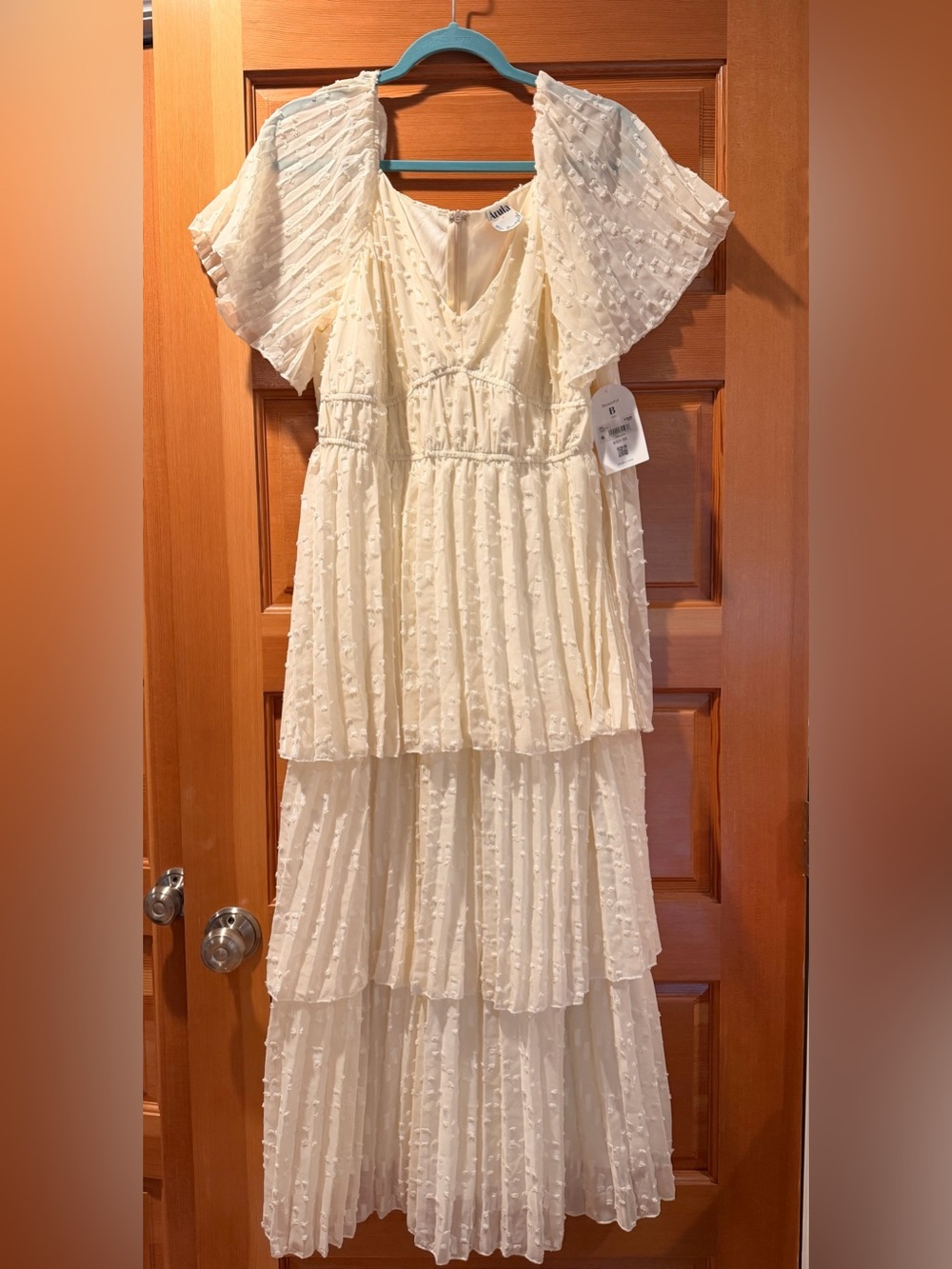 ARULA Ivory Tiered Ruffle Maxi Dress